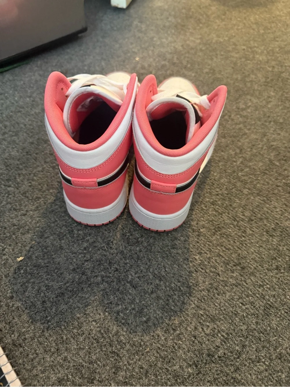 Nike Kids Pink and White Air Jordan 1 Mid Sneakers